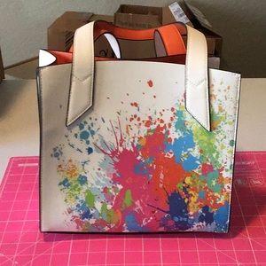White tote bag with abstract splatter print